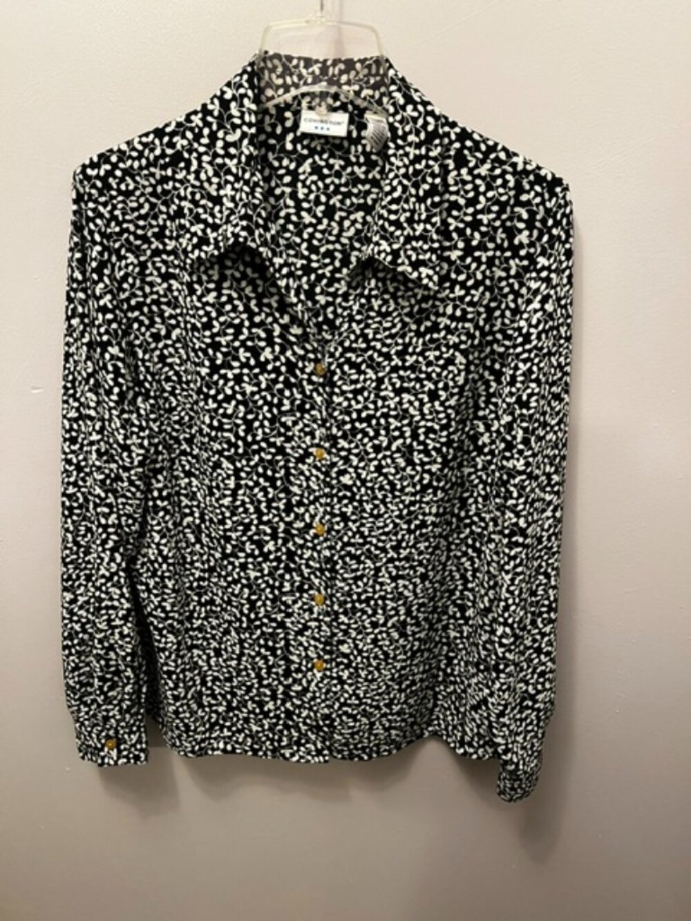 Women's Covington Blouse, Size XL, White/Black Floral Pattern, Button, Ex Cond!
